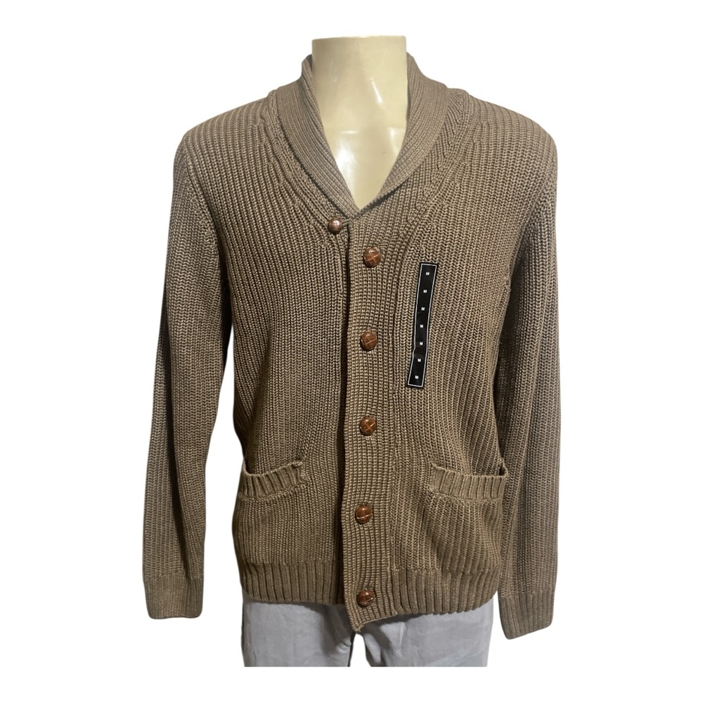 Tricots St‎ Raphael Men's Brown Shawl Collar Cardigan